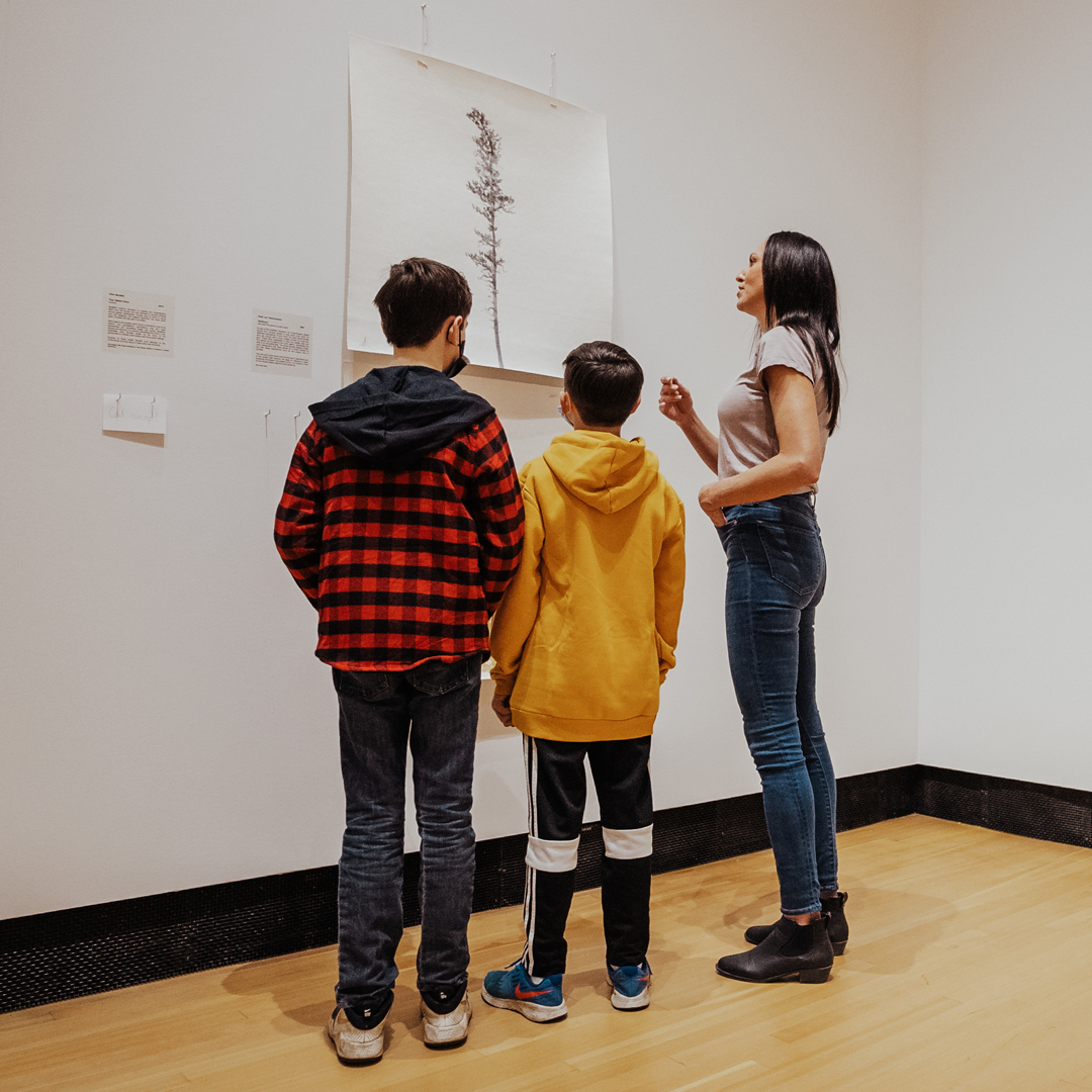 Family in art gallery